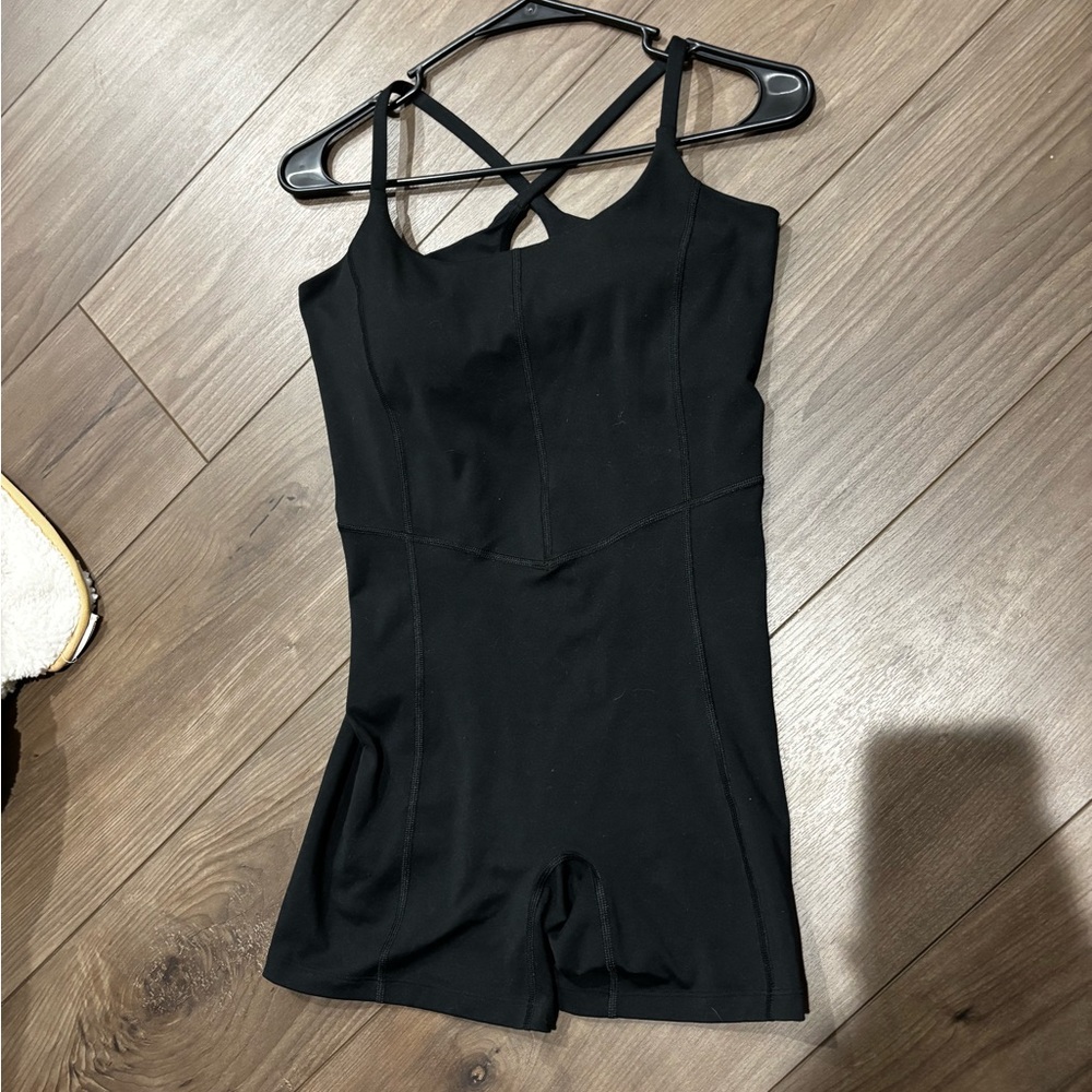Black Strappy Athletic Romper